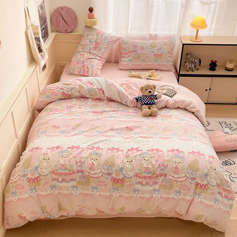 طقم لحاف قطني بتصميم كرتوني مريح من DecorBites™ للكبار