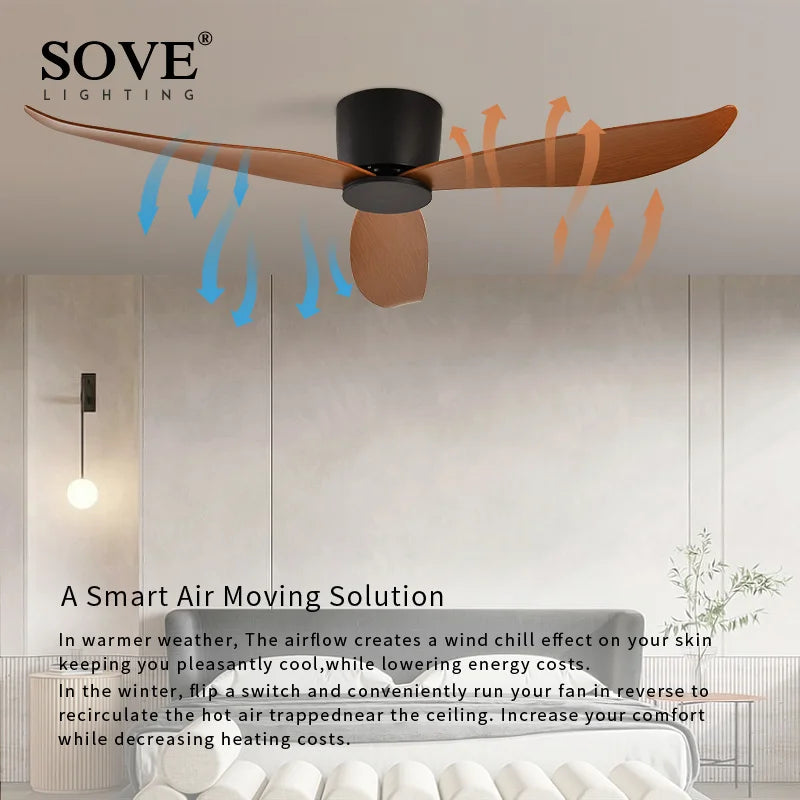 DecorBites™ 6-Speed DC Motor Ceiling Fan Remote Control 17CM Low Floor Loft Decorative Fan
