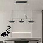 Modern Black Glass Multi-Pendant Chandelier With Remote