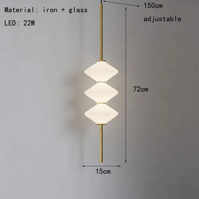 Art Deco White Glass Pendant Light With Gold Metal Wire