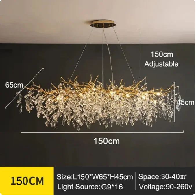 DecorBites™ Golden Branch Ceiling Chandelier with Crystal LED - Luxury Modern Design for Living Room