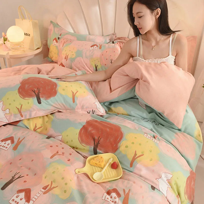 DecorBites™ Cotton Thickened Bedding Set - Single/Double Size, High Quality, Warm & Soft.