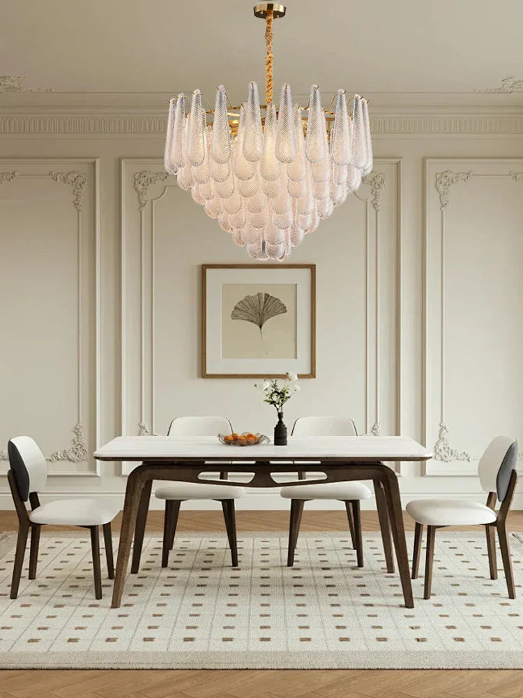 مصباح DecorBites™ الذهبي المعلق من الزجاج لطاولة الطعام والفندق، مصابيح سقف بهو حديثة