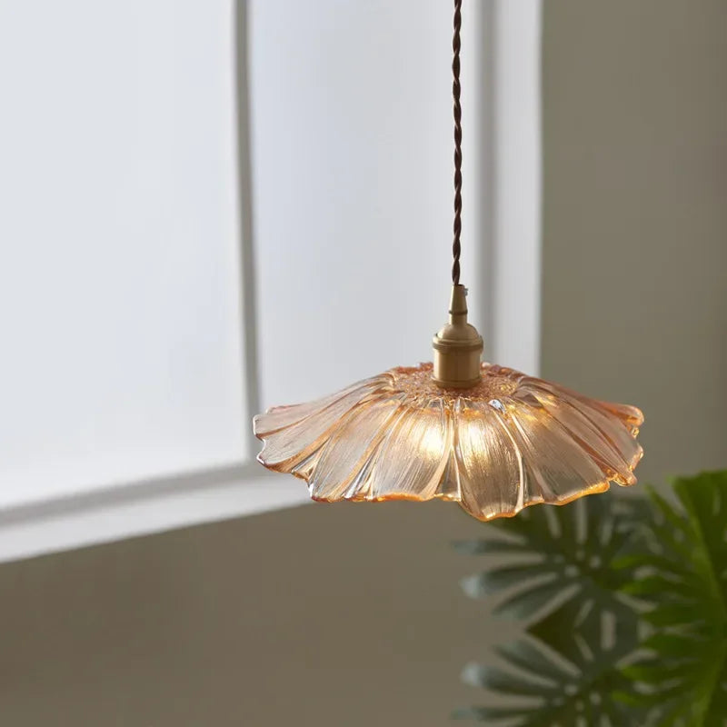 Vintage Flower Glass Pendant Light Fixture