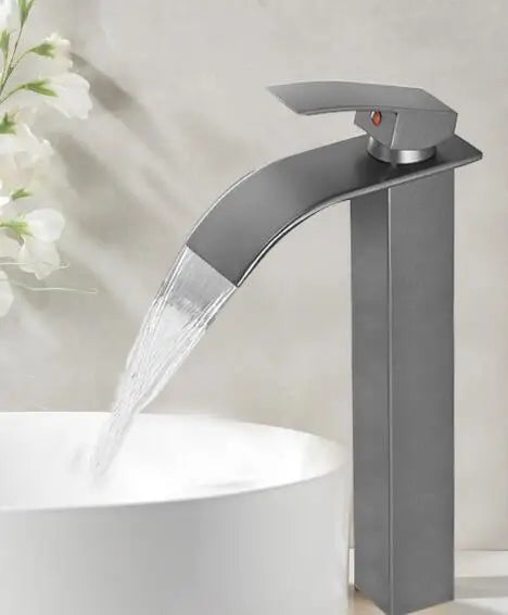DecorBites™ Robinet de salle de bain doré : Robinet mitigeur cascade en laiton or rose pour lavabo