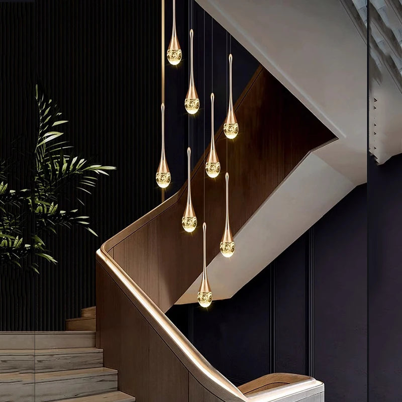 Modern Crystal Pendant Light With Adjustable Height
