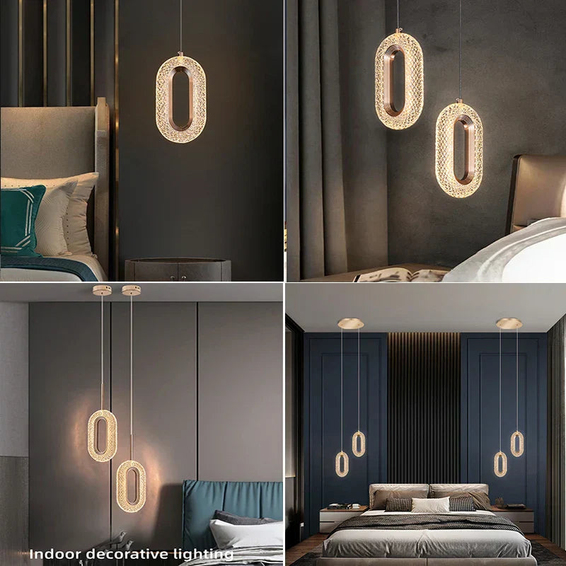 ثريا LED ذهبية DecorBites™ لغرفة المعيشة وغرفة الطعام والدرج والردهة، مصباح معلق عصري من خليط معدني + أكريليك