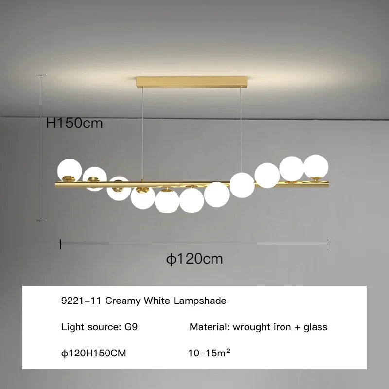 DecorBites™ Glass Ball G9 LED Chandelier for Dining Room, Kitchen, Office & Front Desk
