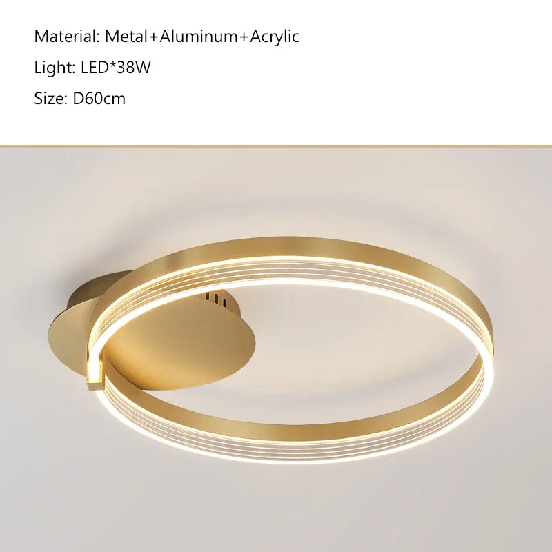 DecorBites™ Acrylic Round Ring Ceiling Light LED Chandelier Modern Minimalism for Living Room and Kitchen