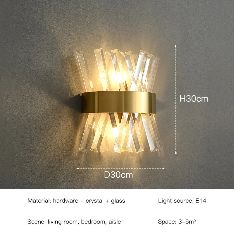 أضواء جدارية كريستالية LED من DecorBites™: أضواء جدارية ذهبية أنيقة لديكور المنزل الفاخر