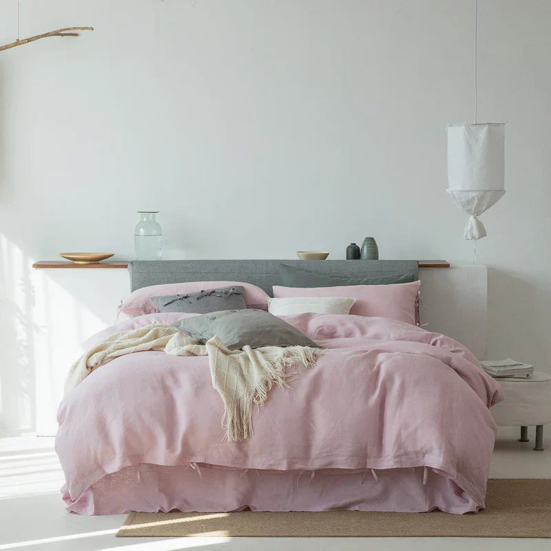 DecorBites™ 100% Linen Bedding Set - Vintage Wabi-Sabi Style Home Textiles