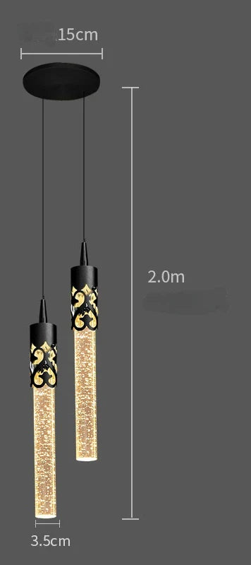 DecorBites™ Crystal LED Pendant Lamp Gold Black Chandelier for Dining Living Room