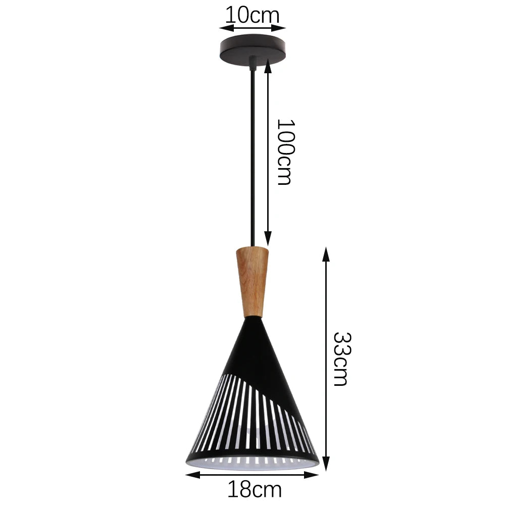 Black Wood Industrial Pendant Light
