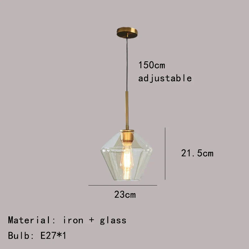 DecorBites™ Gray Amber Glass Pendant Lamp for Home and Office Lighting
