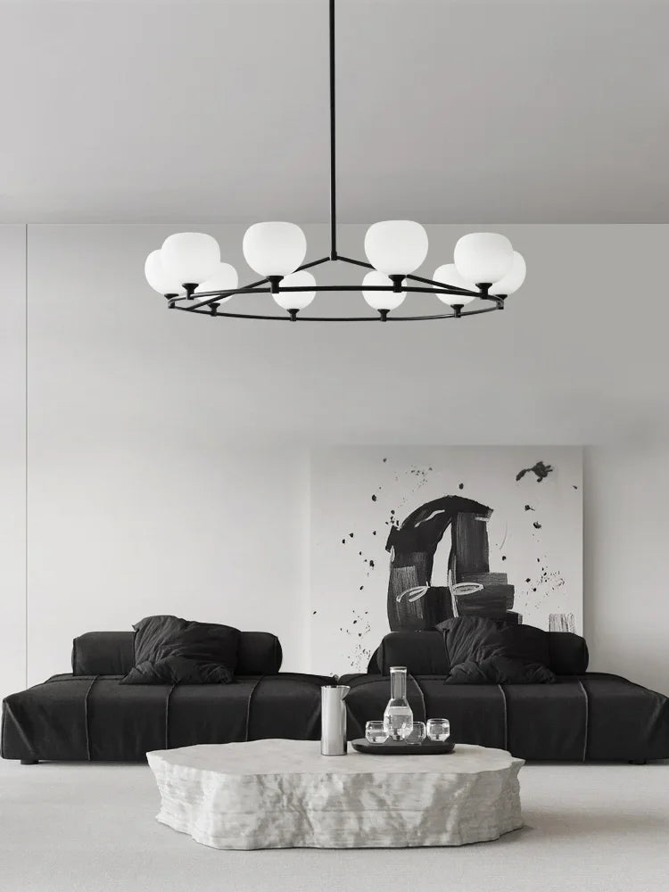 DecorBites™ Glass Lampshade Chandelier Copper Hanging Lights Dining Room Bedroom Decor