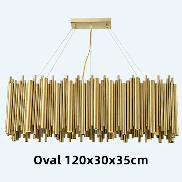ثريا متدلية بإضاءة LED ذهبية طراز Brubeck من DecorBites™ - مصباح تعليق أنيق بأنبوب من سبائك الألومنيوم
