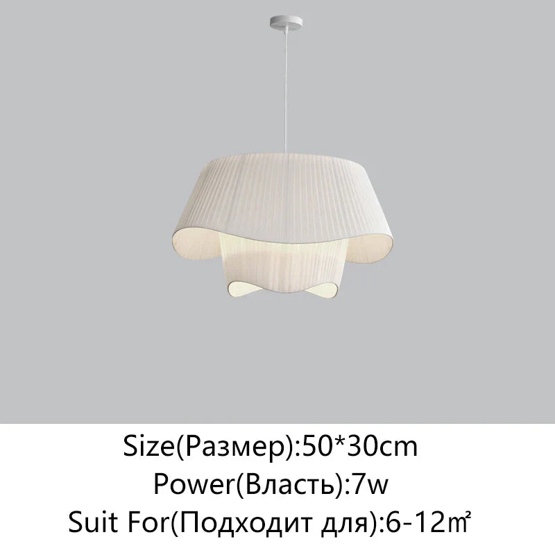 DecorBites™ Cream Fabric Chandelier: Retro Nordic Attic Light for Bedroom, Living Room, Dining Room