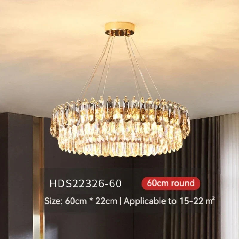 DecorBites™ ثريا كريستال ذهبية: إضاءة فاخرة لغرفة الطعام والمعيشة وغرفة النوم وجزيرة المطبخ
