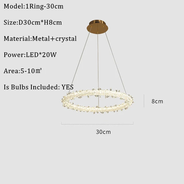 DecorBites™ Lustre rond en cristal K9 : Suspension LED moderne pour la maison, le salon, la chambre, le hall d'entrée