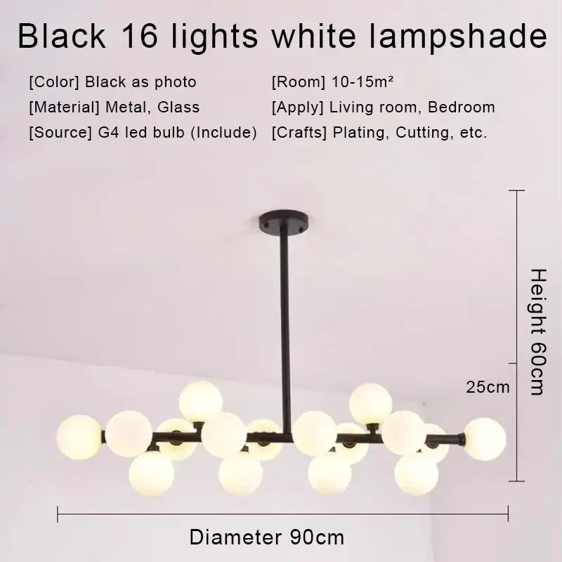 نجفة ديكور بايتس™ الذهبية بإضاءة LED، مصباح معلق عصري لغرفة المعيشة، المطبخ، غرفة النوم، غرفة الطعام