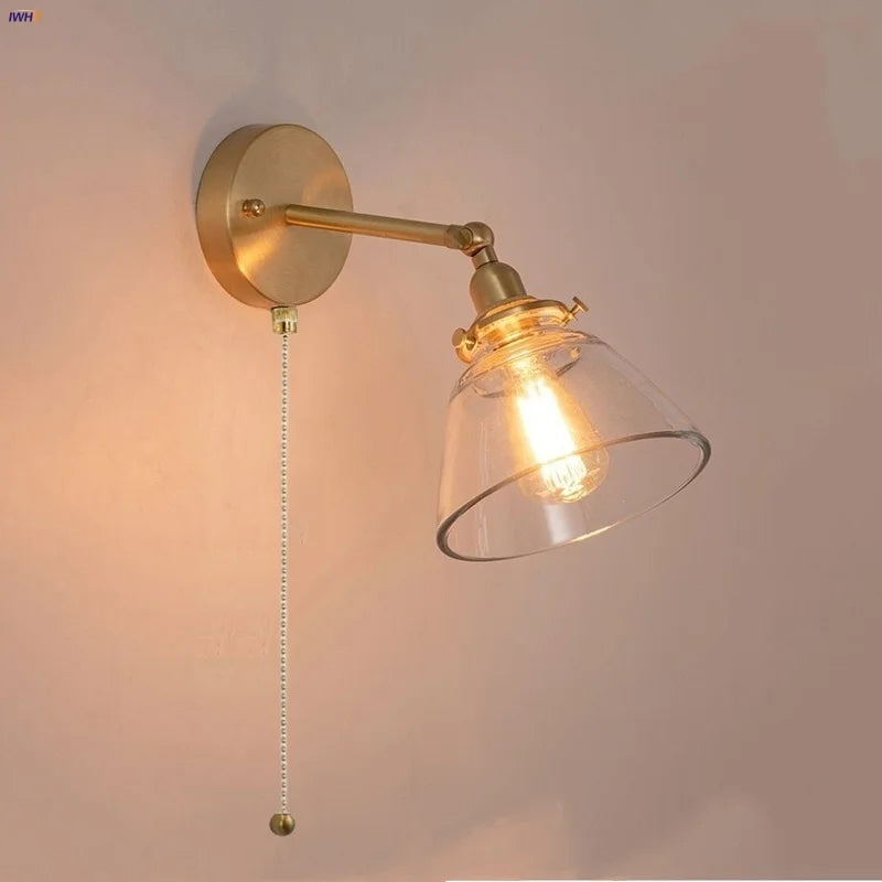 DecorBites™ Clear Glass LED Wall Lights with Pull Chain Switch.