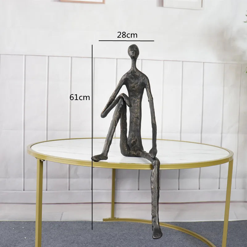 DecorBites™ Abstract Metal Human Sculpture Cast Iron Black Person Desktop Ornament