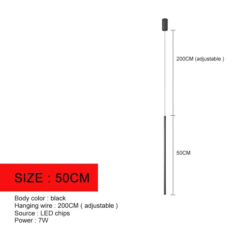 Modern Black Aluminum Linear Pendant Light