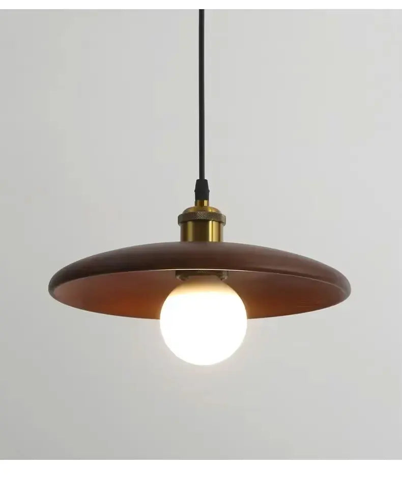 Solid Wood Pendant Light With Three-Color Dimming