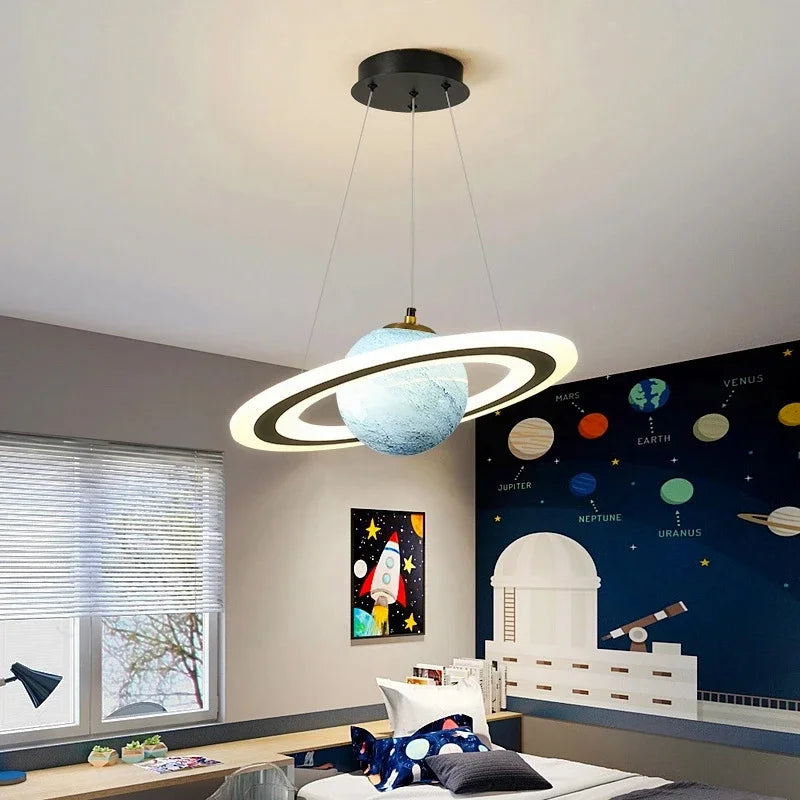 DecorBites™ Acrylic Planet LED Chandelier Earth Ball Decor Star Pendant Light