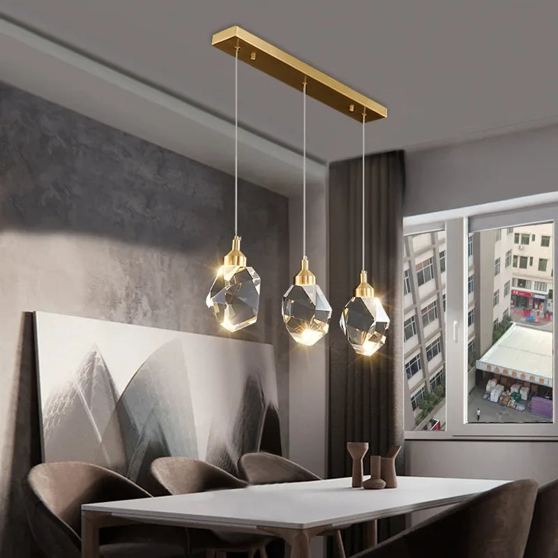 DecorBites™ K9 Crystal Dining Chandeliers: Gold Wire Hanging Ceiling Lights for Bedroom, Balcony, Bar Room