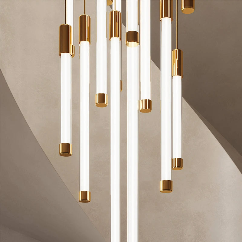 Modern Staircase Pendant Chandelier in Black or Gold