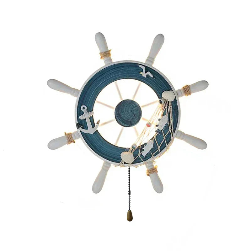 DecorBites™ مصباح حائط دفة سفينة LED للأطفال - ديكور البحر الأبيض المتوسط بطابع المحيط