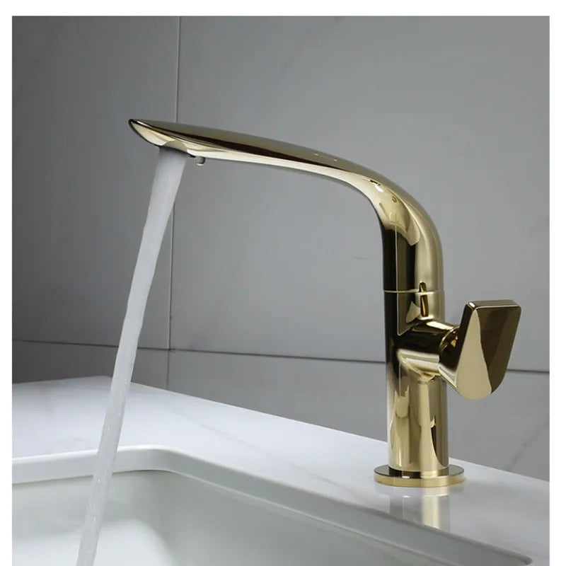 Robinet de lavabo DecorBites™ : Mitigeur de salle de bain noir en laiton, robinet de lavabo chaud-froid à poignée unique