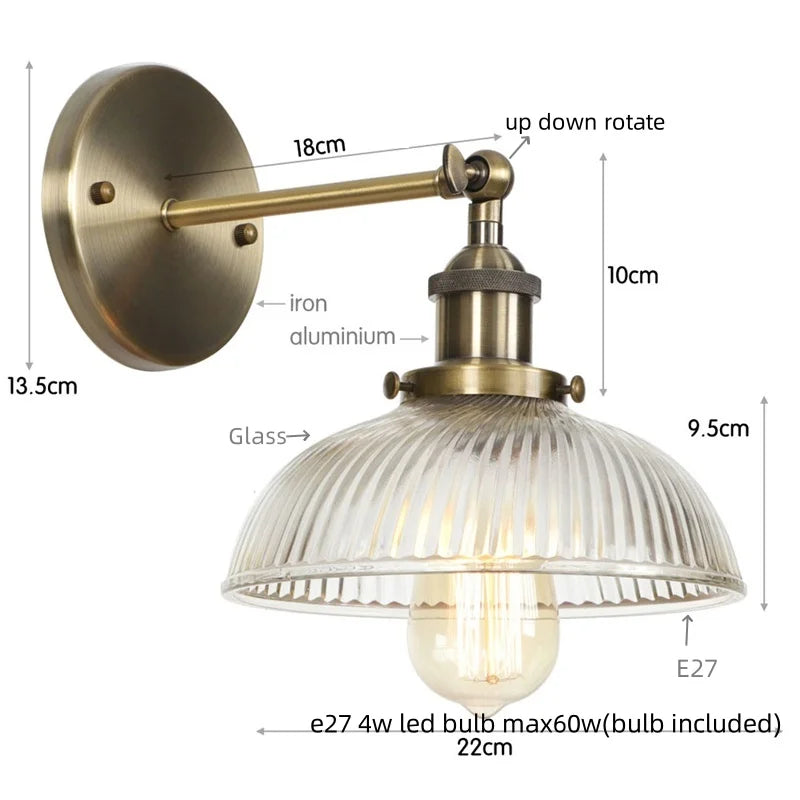 DecorBites™ Clear Glass LED Wall Sconce | Industrial Rural Stair Light Fixtures