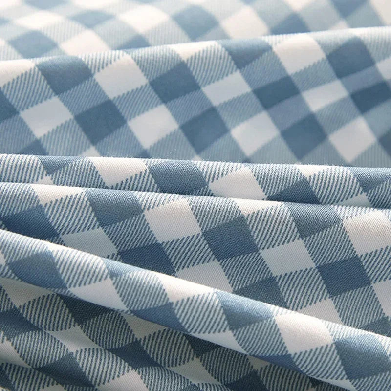 Parure de lit DecorBites™ à imprimé quadrillé japonais en coton lavé pour le confort estival