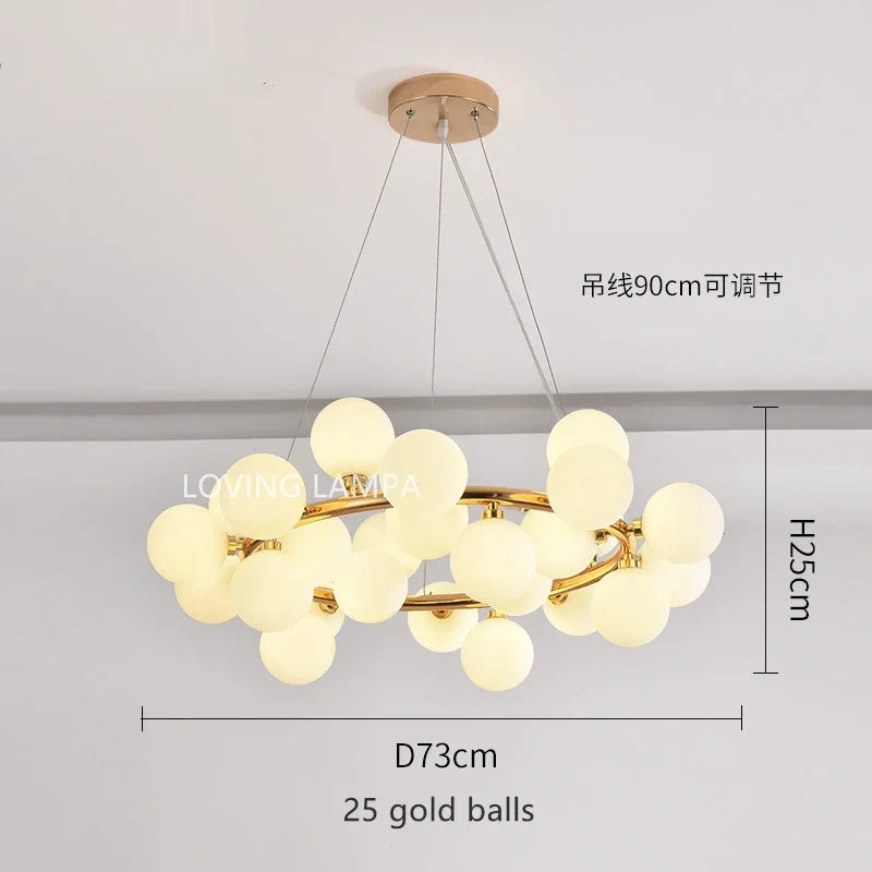 DecorBites™ Glass Ball LED Chandelier Pendant Lamp, Modern Round Design for Home Decor Lighting