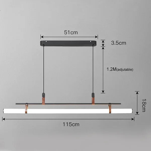 DecorBites™ Eden Modern Black Gold Leather Tube LED Pendant Chandelier