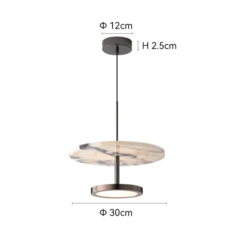 Black Natural Stone Round Pendant Light