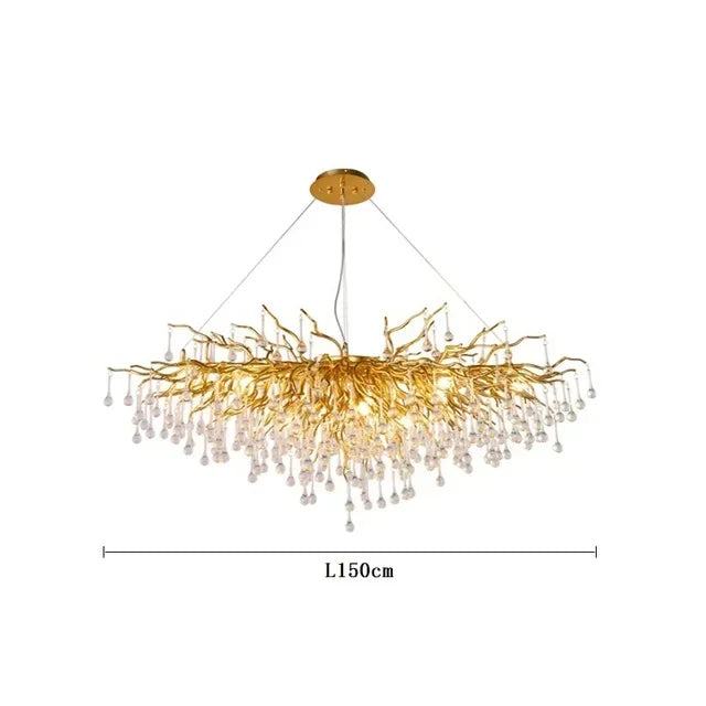 فانوس زجاجي معلّق ذهبي من DecorBites™ Gold Chandelier لديكور المنزل - إضاءة عصرية فاخرة