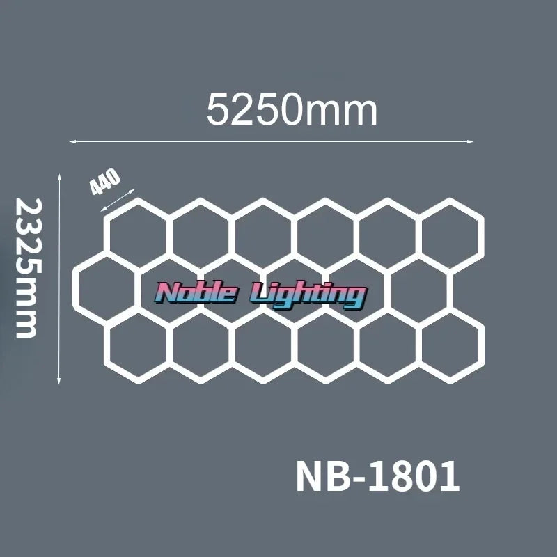 DecorBites™ مصابيح LED هندسية لمعرض تفاصيل السيارات وورشة العمل - ثيم ندفة الثلج متعددة الأضلاع