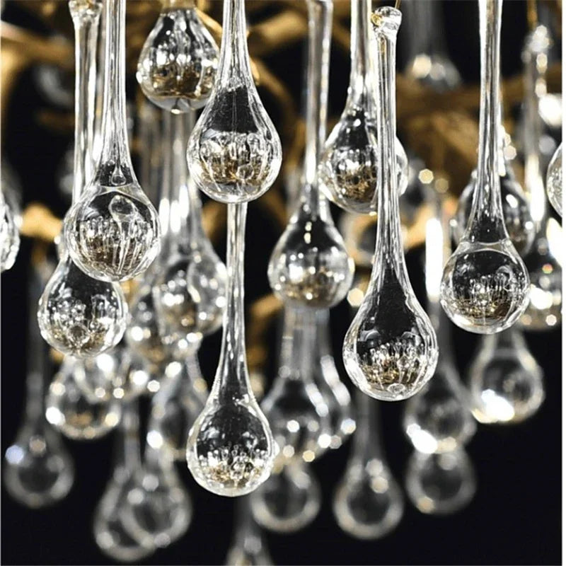 ثريا كريستال ذهبية من DecorBites™: إضاءة LED عصرية فاخرة لغرفة المعيشة والفيلا