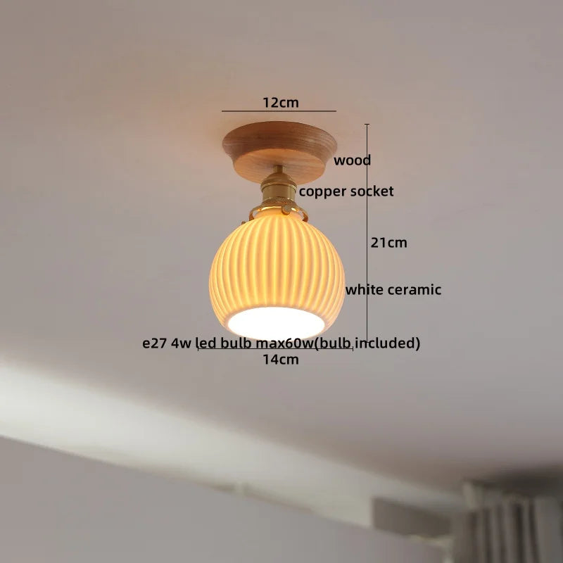 DecorBites™ Glass Wood LED Ceiling Light Modern Ceiling Lamp