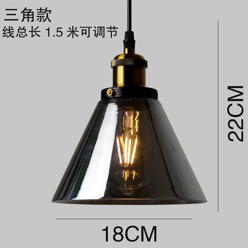 Retro Industrial Gray Glass Pendant Light