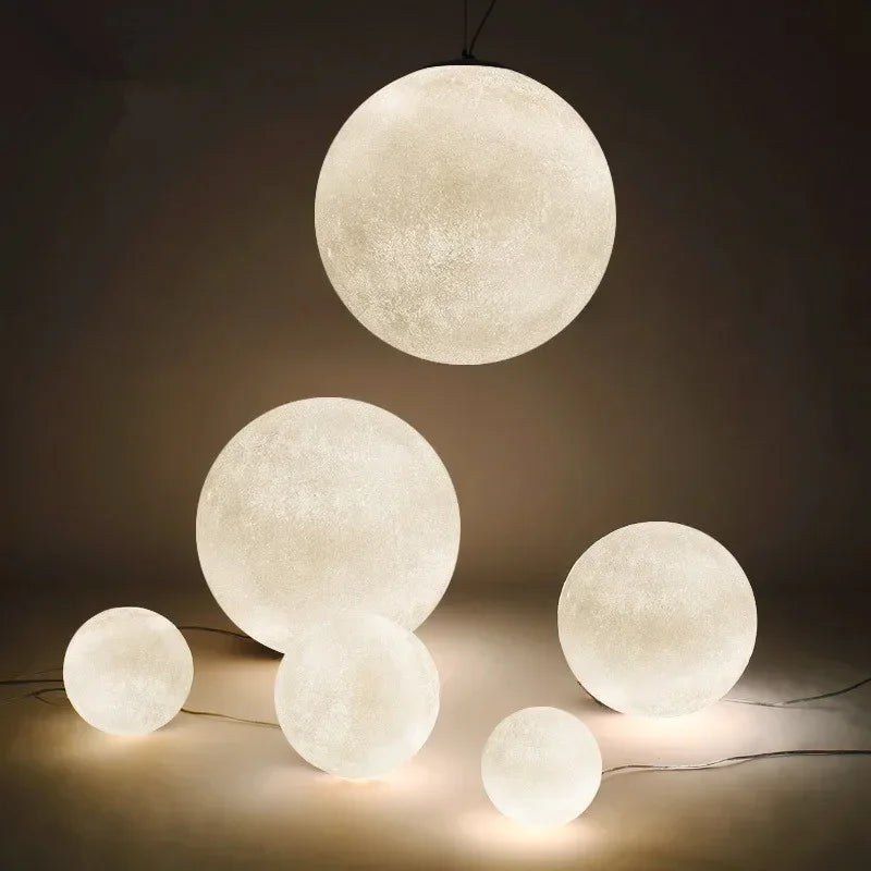 Nordic Moon White FRP Round Pendant Light