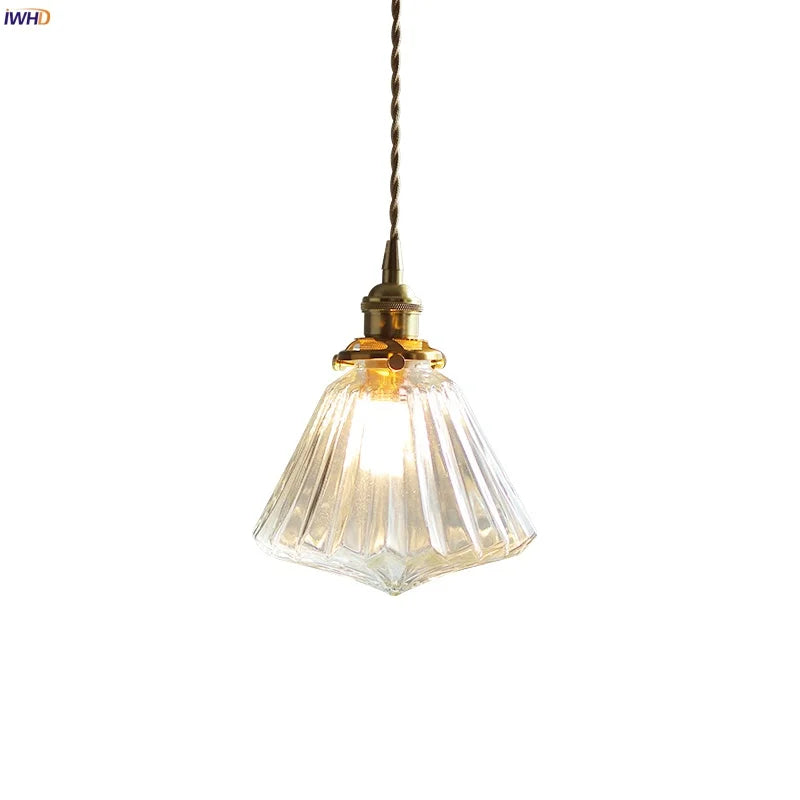 مصباح قلادة LED نحاسي زجاجي شفاف من DecorBites™ لديكور المنزل والإضاءة