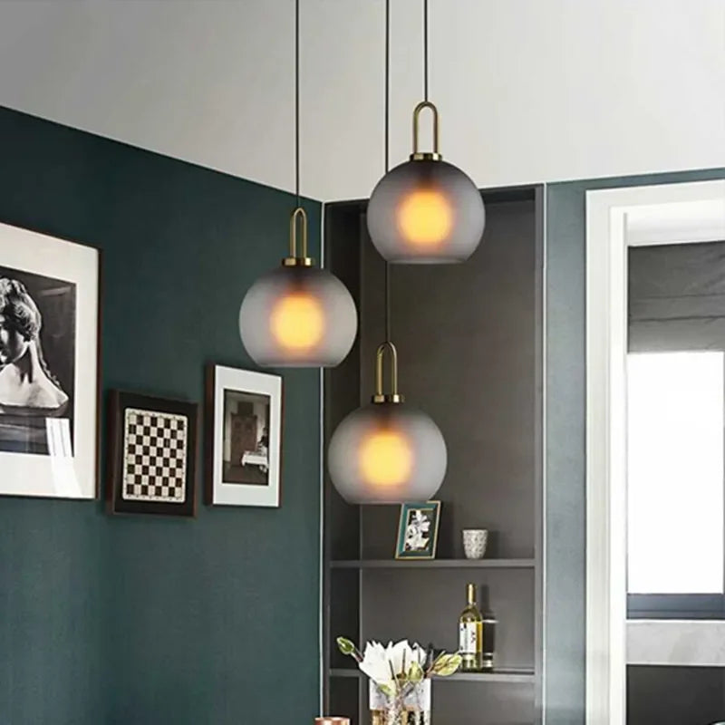 DecorBites™ Glass Ball Pendant Light Fixture for Kitchen Dining Room Bedroom - Modern Hanging Lamp Luminaire Home Decor Lighting