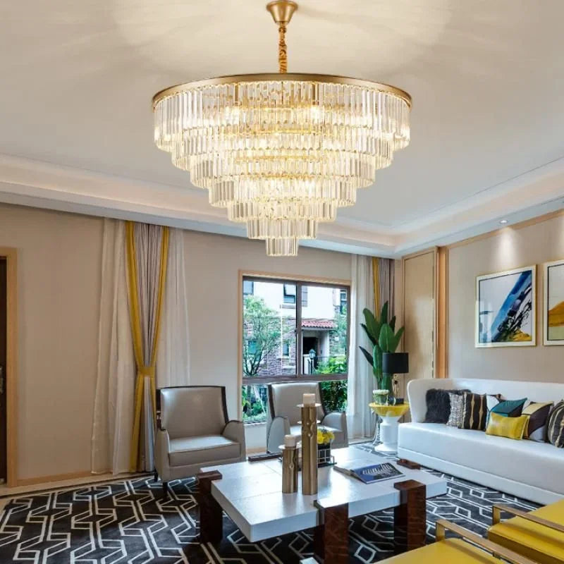 DecorBites™ Crystal Gold Chandelier: Modern Living Room Bedroom Decor Lighting