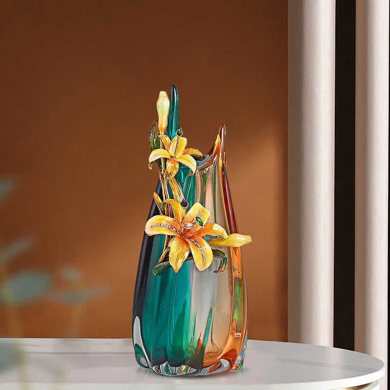 DecorBites™ Handmade Enamel Vase for Living Room TV Cabinet and Wine Cabinet Décor