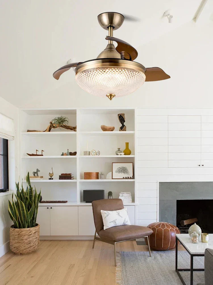DecorBites™ Brushed Copper LED Ceiling Fan with Remote Control - 6 Speeds