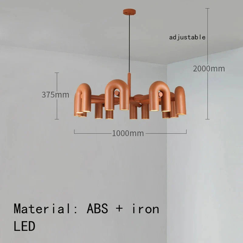 DecorBites™ Art Deco Metal Chandelier in Orange Blue Gray Black for Home and Business